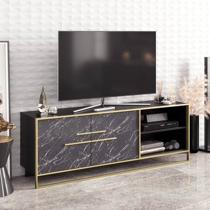 Hanah Home Soporte para TV Polka Negro y Oro Hanah Home Soporte para TV Polka Negro y Oro
